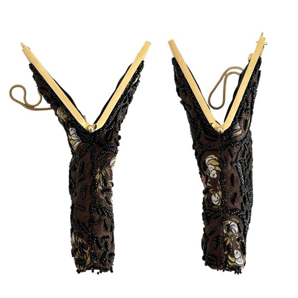 Mister Ernest Vintage Y2K Beaded Embroidered Gold Chain Handbag Purse - Picture 5 of 13